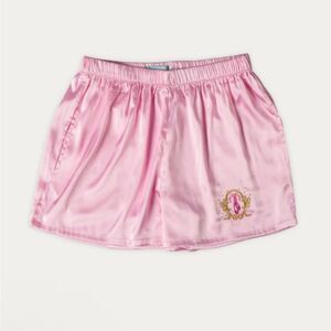Pink Ballet Satin Shorts with Embroidery Small